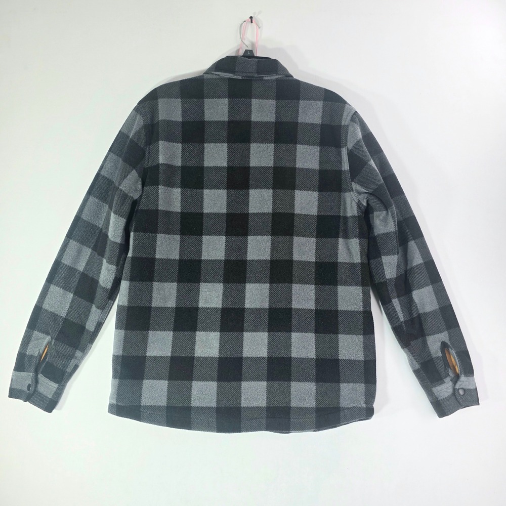Volcom Mens Buffalo Plaid Fleece Shirt Jacket Grey Black Quilted Lining Size M - Picture 10 of 14